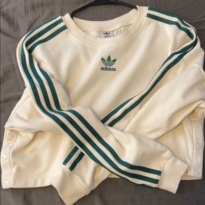 Adidas green white cropped top sweater